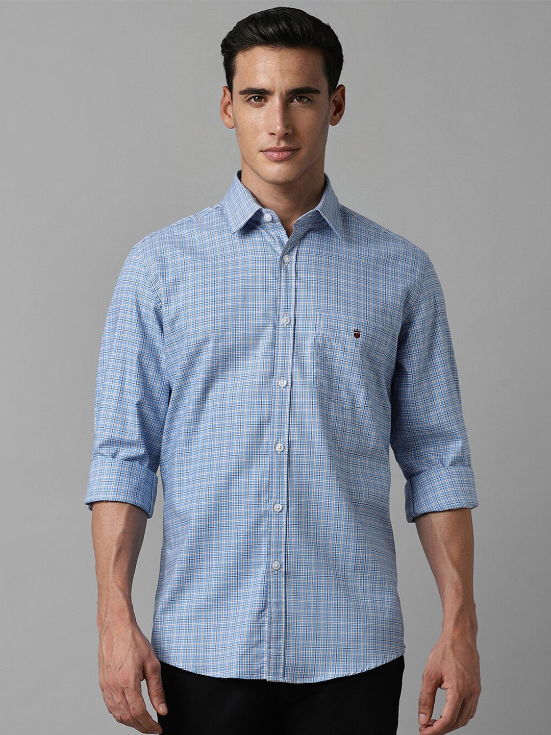 

Louis Philippe Sport Slim Fit Tartan Checks Pure Cotton Casual Shirt, Blue