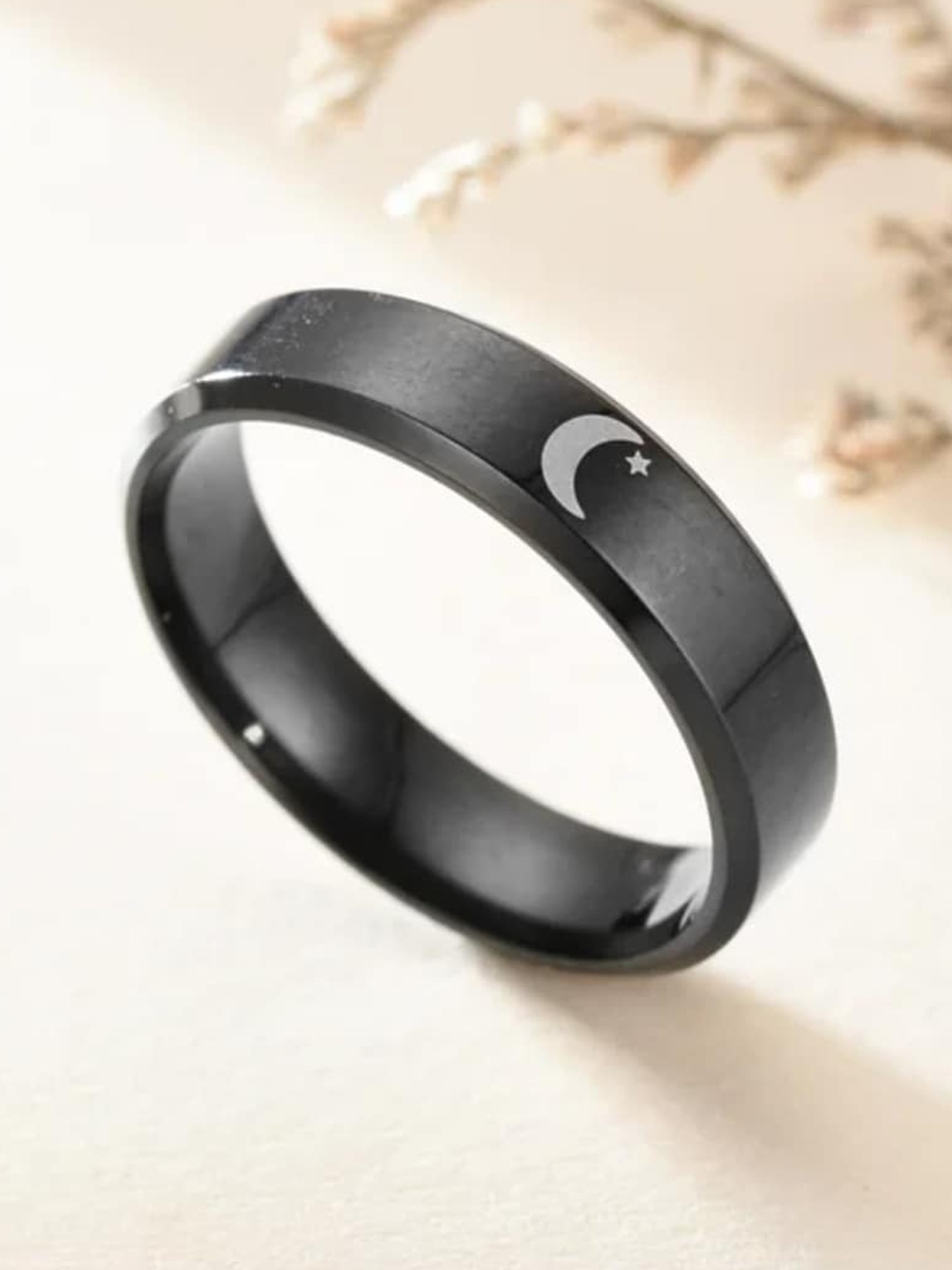 

The Roadster Lifestyle Co. Men Black Moon Signet Stainless Steel Ring