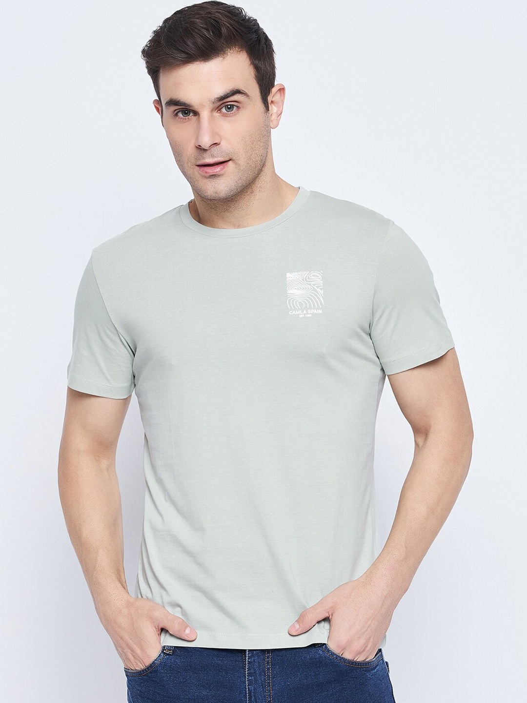 

CAMLA Round Neck Short Sleeves Tshirts, Blue