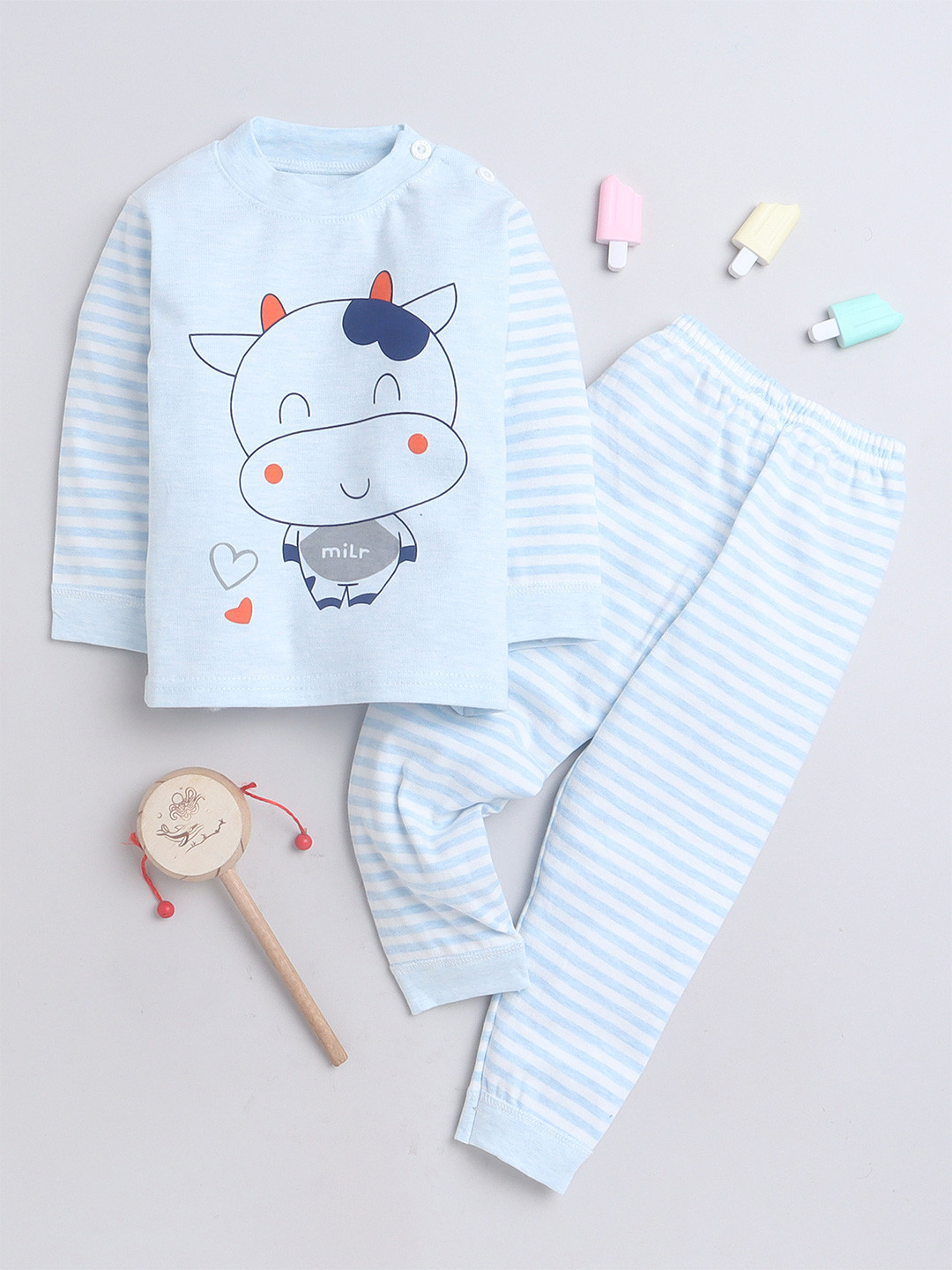 

FOURFOLDS Boys Printed T-shirt with Pyjamas, Blue