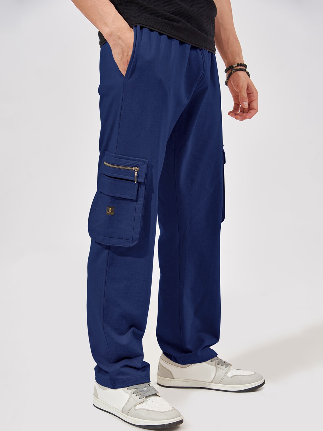

Maniac Men Mid Rise Oversized Track Pants, Navy blue