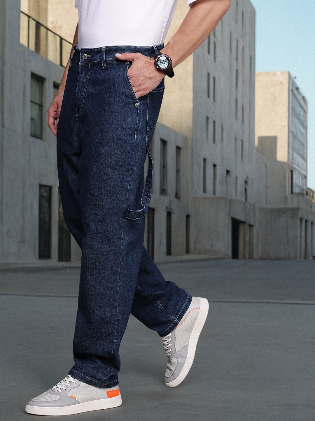 

FCUK Men Loose Fit Light Fade Stretchable Jeans, Blue