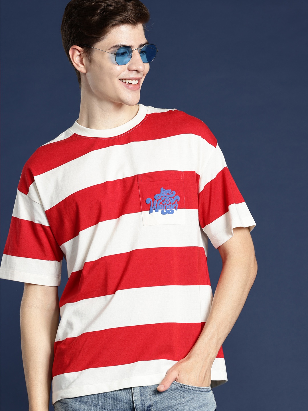 

Mast & Harbour Striped Relaxed Fit T-shirt, Red