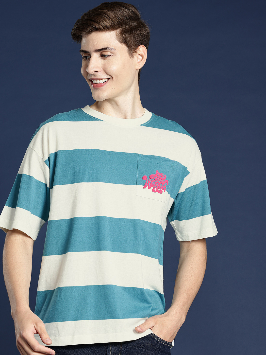 

Mast & Harbour Striped Relaxed Fit T-shirt, Blue