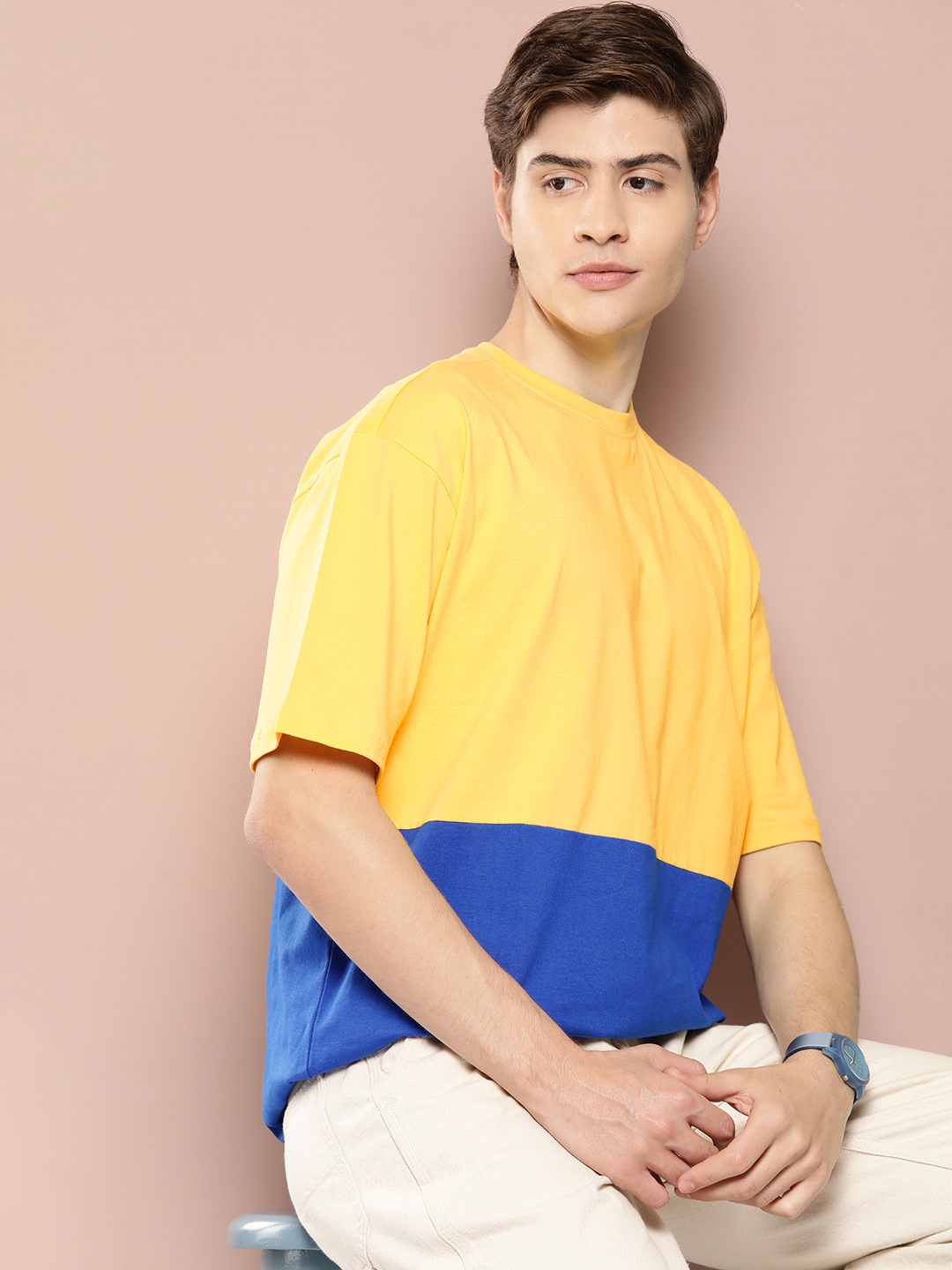 

Harvard Round Neck Colourblock T-shirt, Yellow