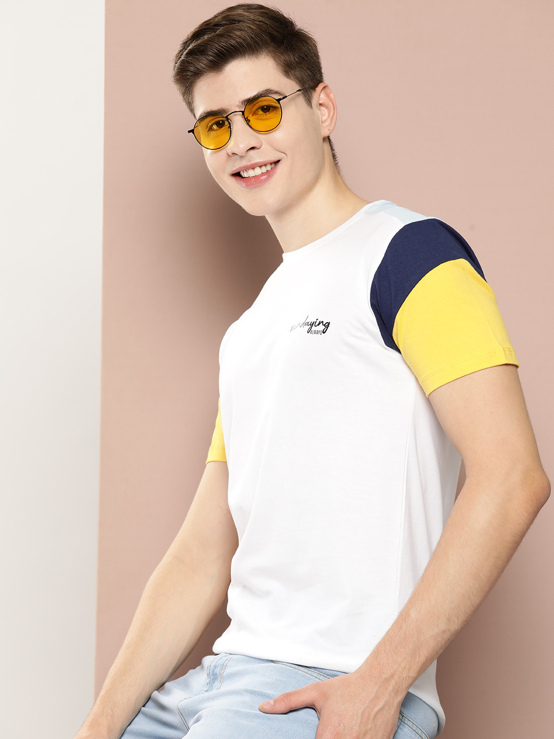 

Harvard Colourblocked Pure Cotton T-shirt, White