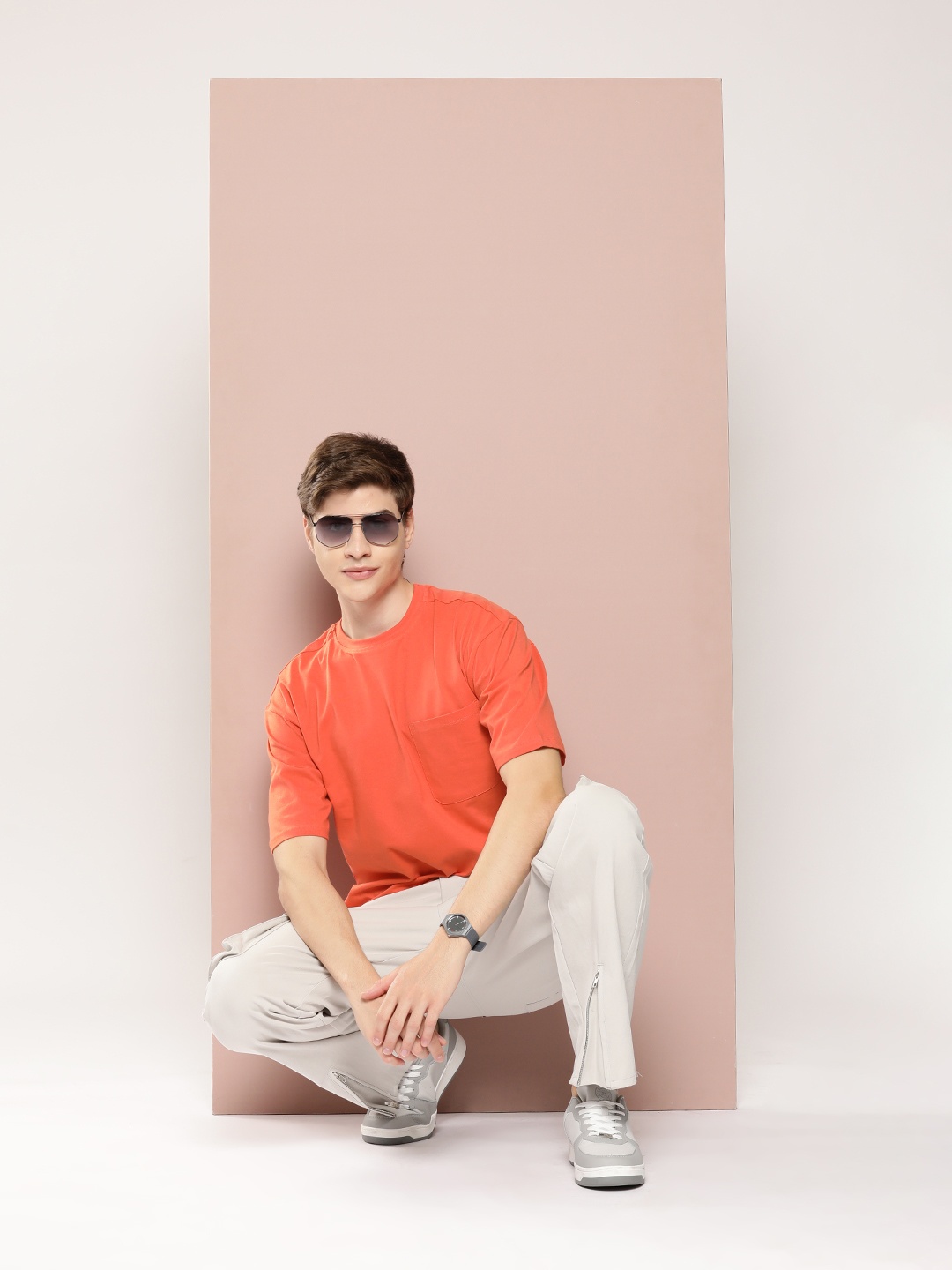 

Harvard Pure Relaxed Cotton T-shirt With Patch Pocket, Orange