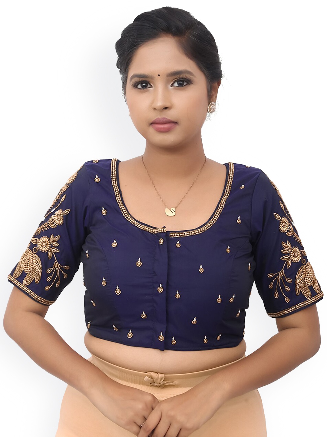 

PUSHKARA Pure Cotton Saree Blouse, Blue