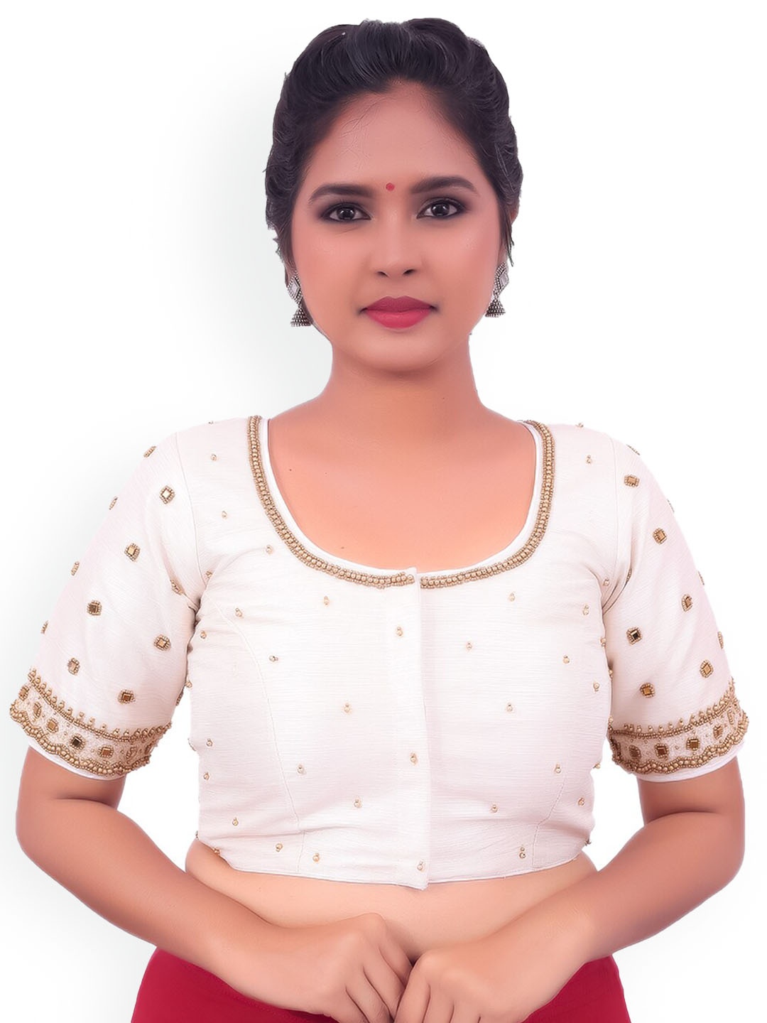 

PUSHKARA Pure Cotton Saree Blouse, Cream
