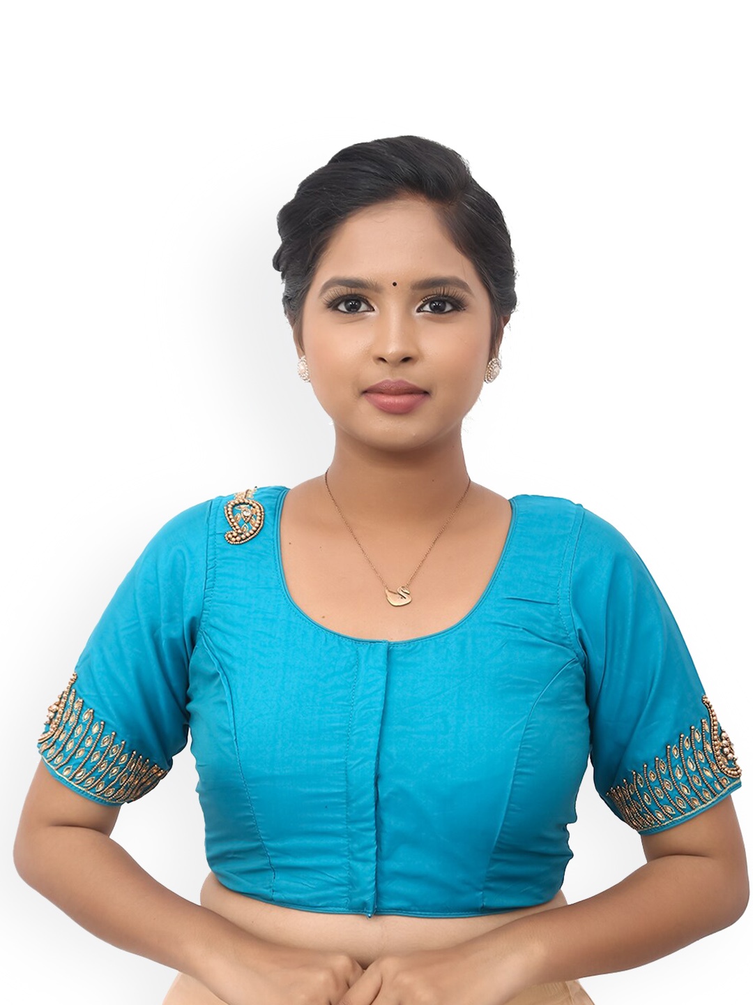 

PUSHKARA Pure Cotton Saree Blouse, Blue