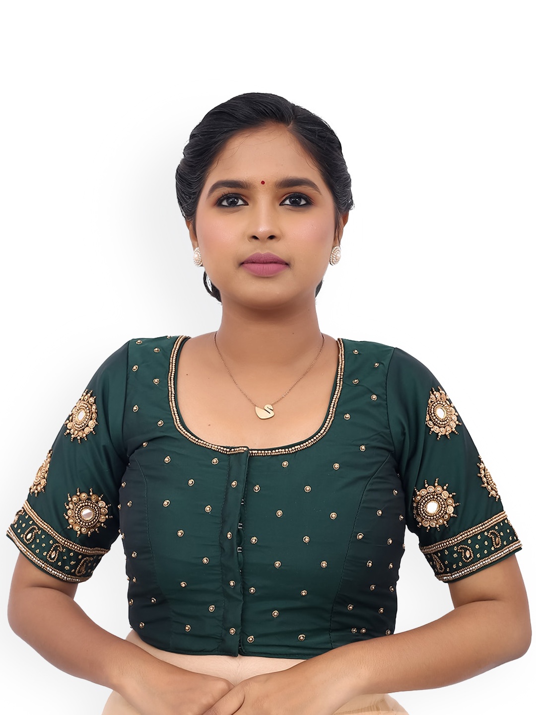 

PUSHKARA Pure Cotton Saree Blouse, Green