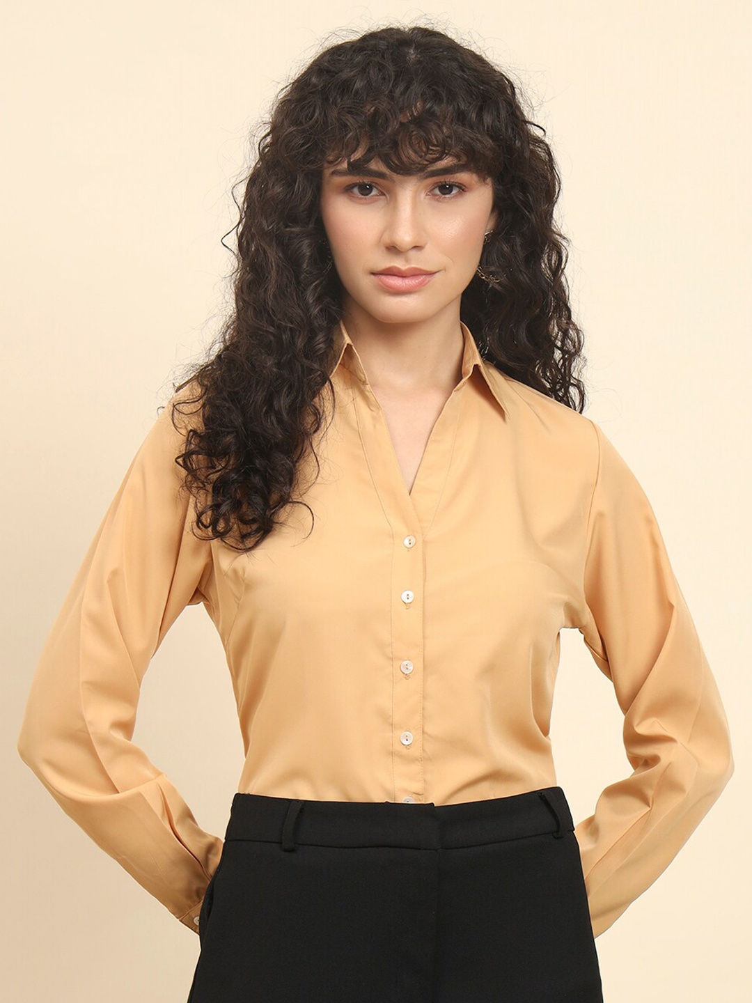 

Trend Arrest Standard Spread Collar Formal Shirt, Beige