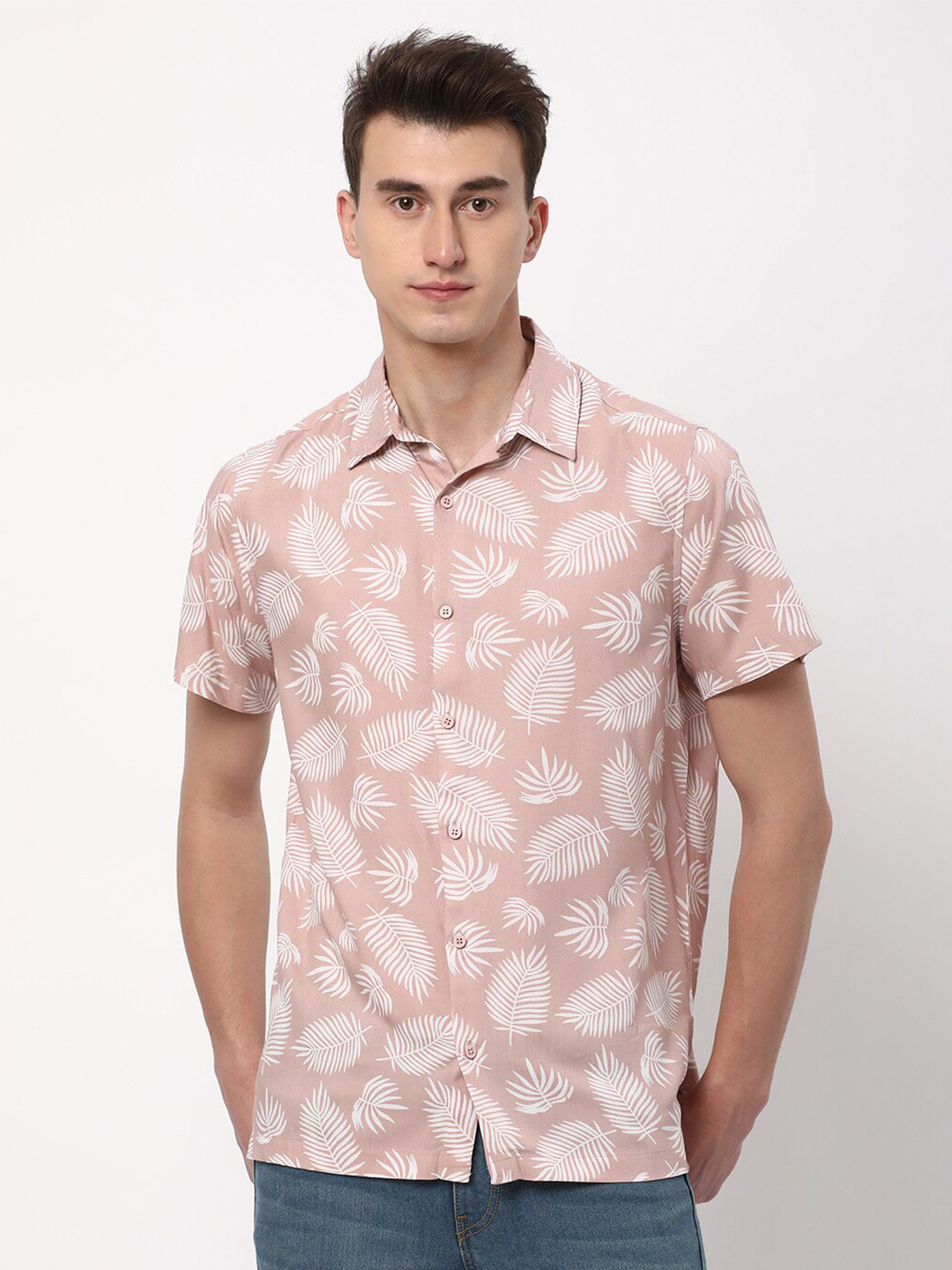 

R&B Floral Printed Casual Shirt, Pink