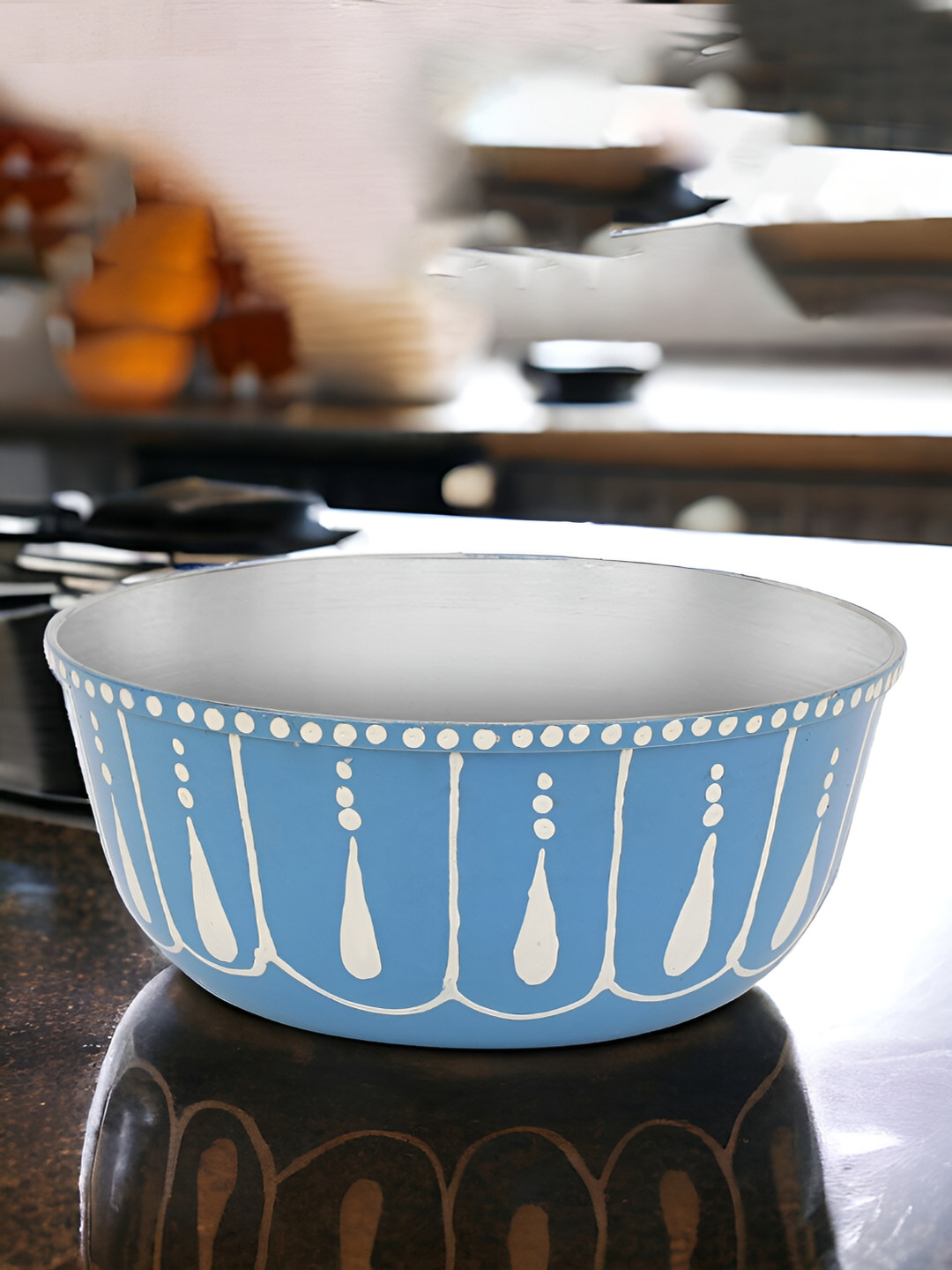 

THE COCOTIER Blue & Wite Printed Stainless Steel Decorative Bowl