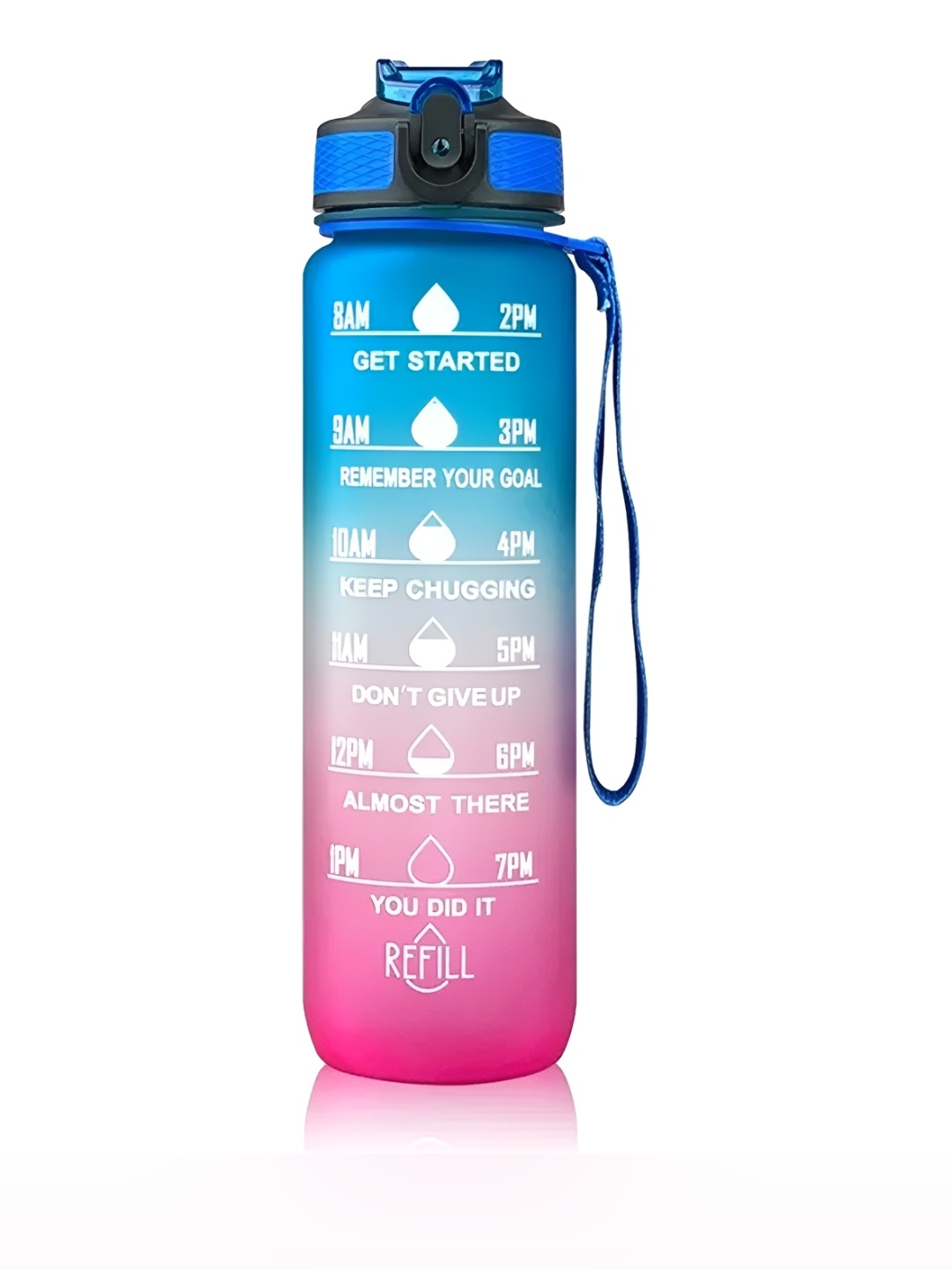 

WELOUR Blue & Pink Plastic Printed Water Bottle