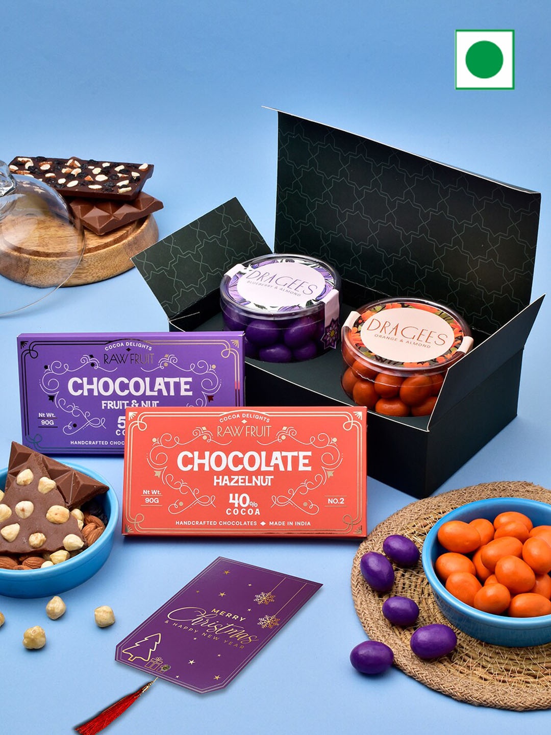 

RawFruit Chocolate Bar & Dragees Gift Set, Green
