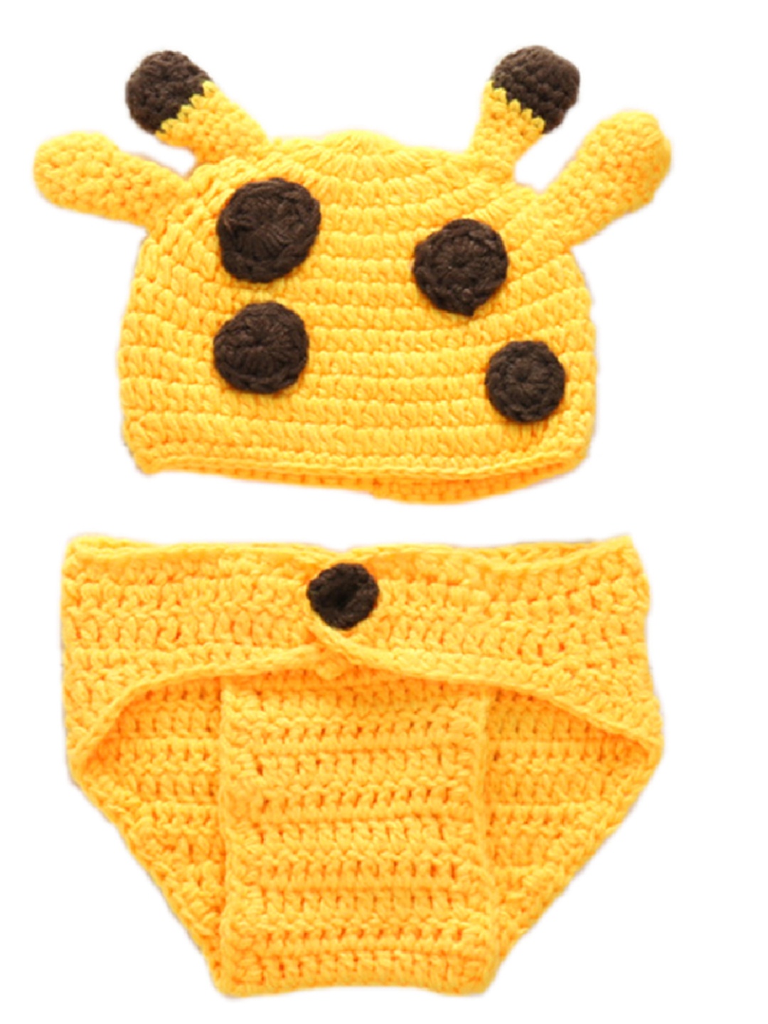 

Babymoon Infants Set of 2 Giraffe Photography Crochet Woolen Costume, Yellow