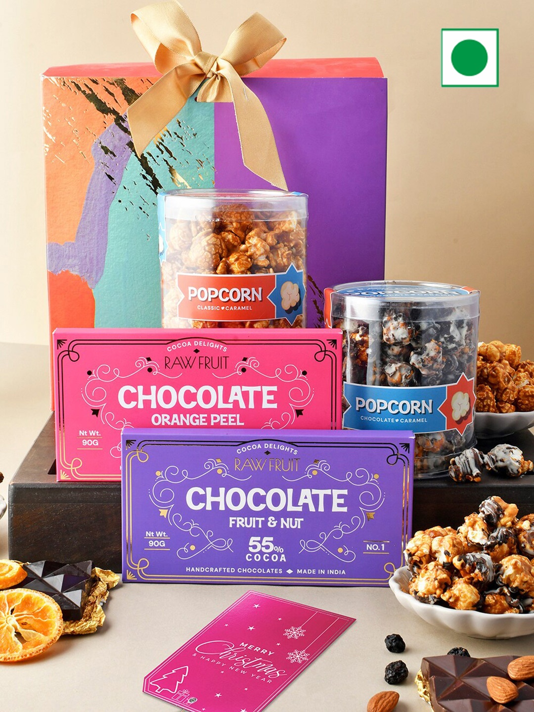 

RawFruit Christmas Chocolate Bar & Popcorn Gift Set, Brown