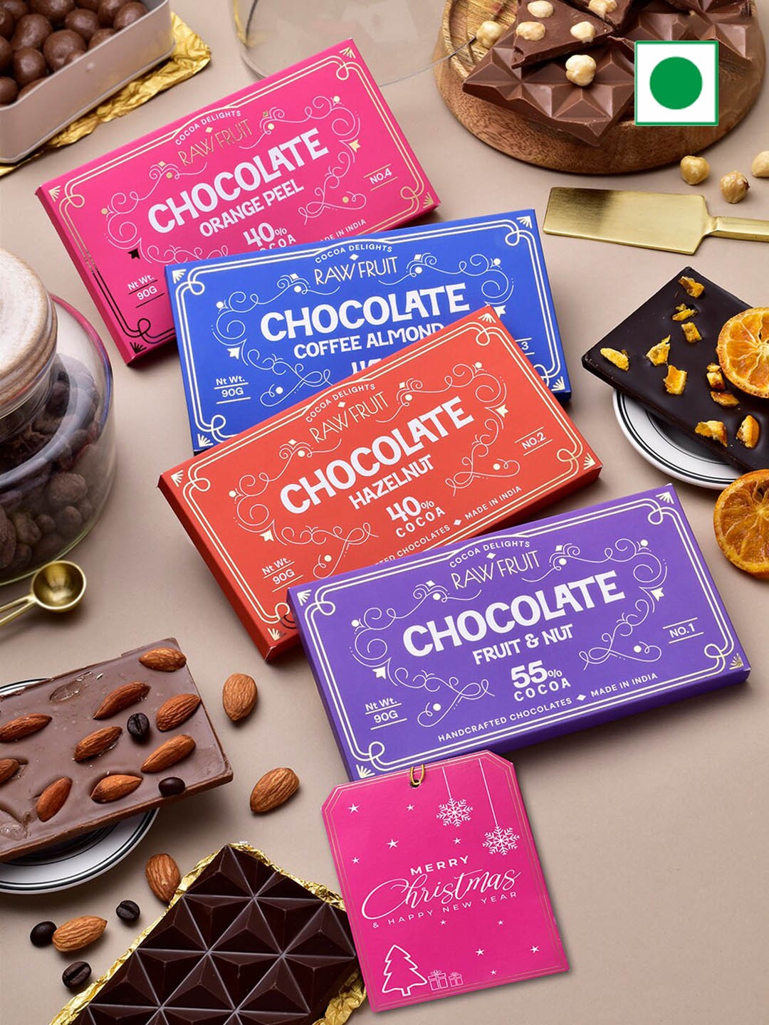 

RawFruit Pack Of 4 Christmas Cocoa Gift Set, Brown