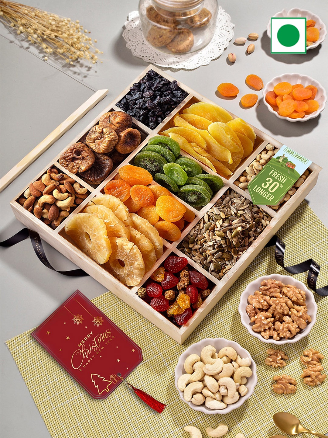 

RawFruit Xmas Gift Box Dry Fruits Combo Pack 1400 gms, Blue