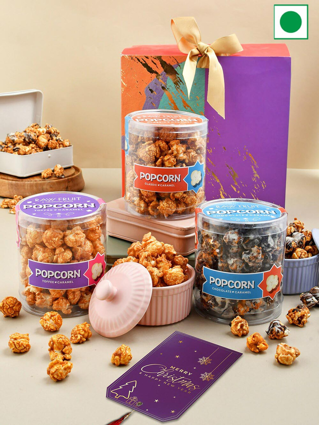 

RawFruit Set Of 3 Popcorn Assorted Gifts Set, Gold