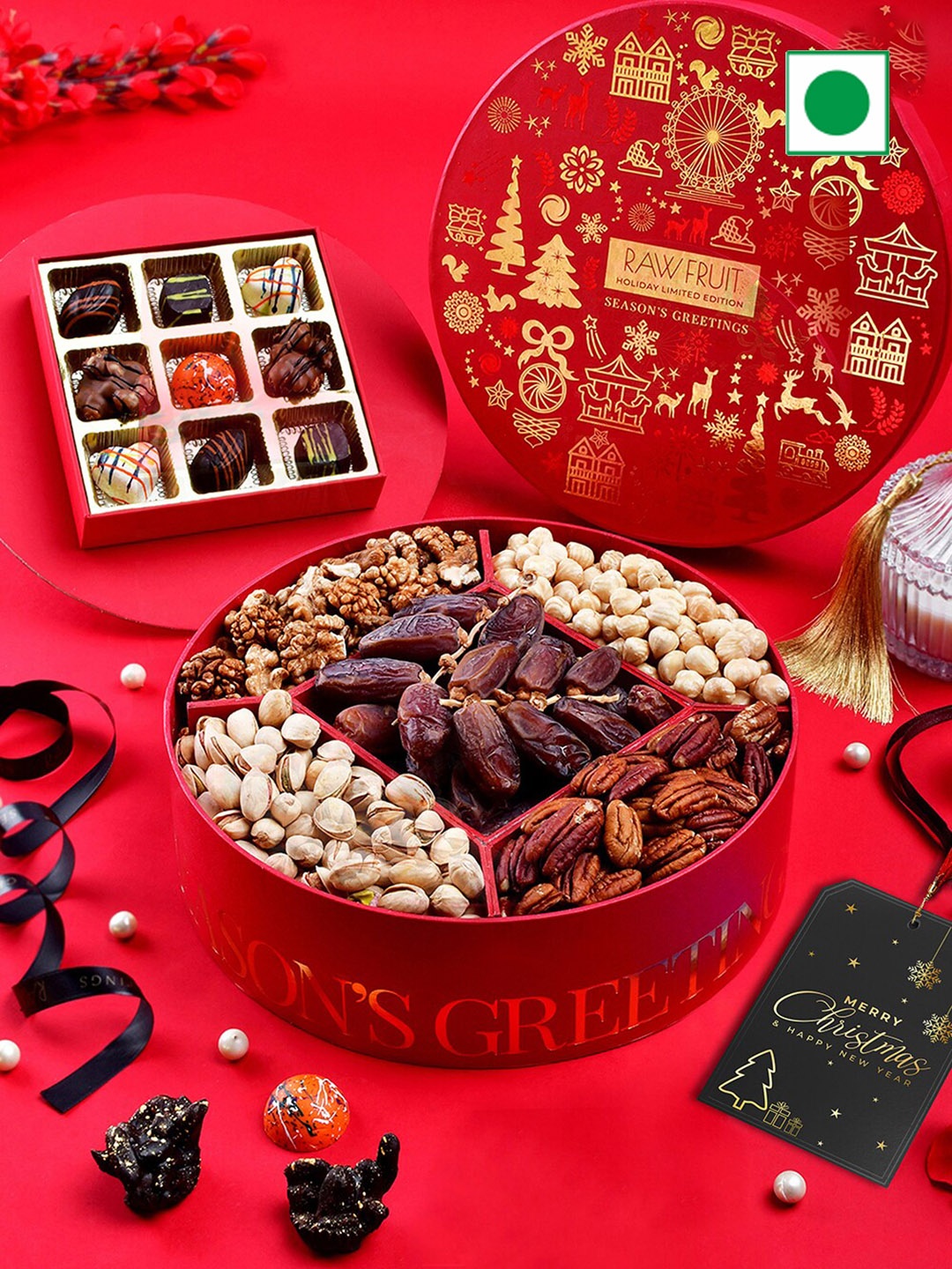 

RawFruit Festive Fusion Round Box Trio, Red