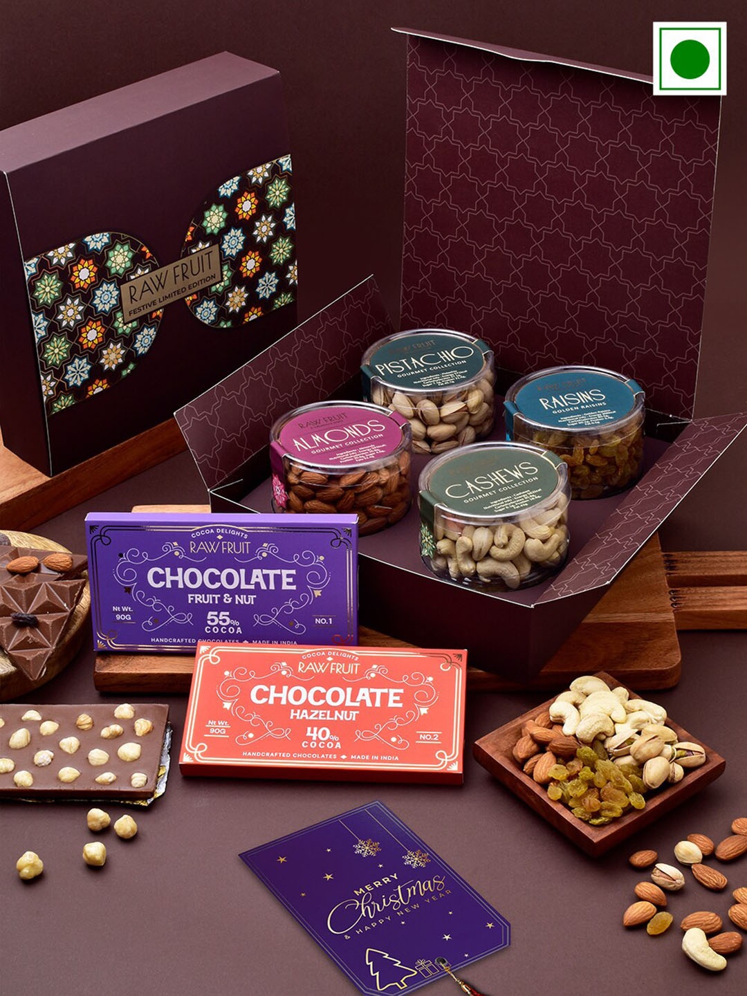 

RawFruit Chocolate Bar With Dry Fruits Assorted Gift Set, Brown