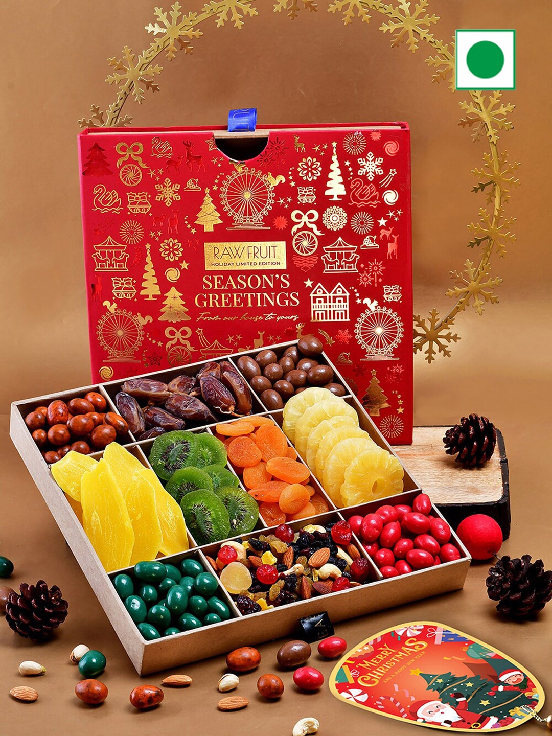 

RawFruit Tropical Dry Fruits Tray, Red