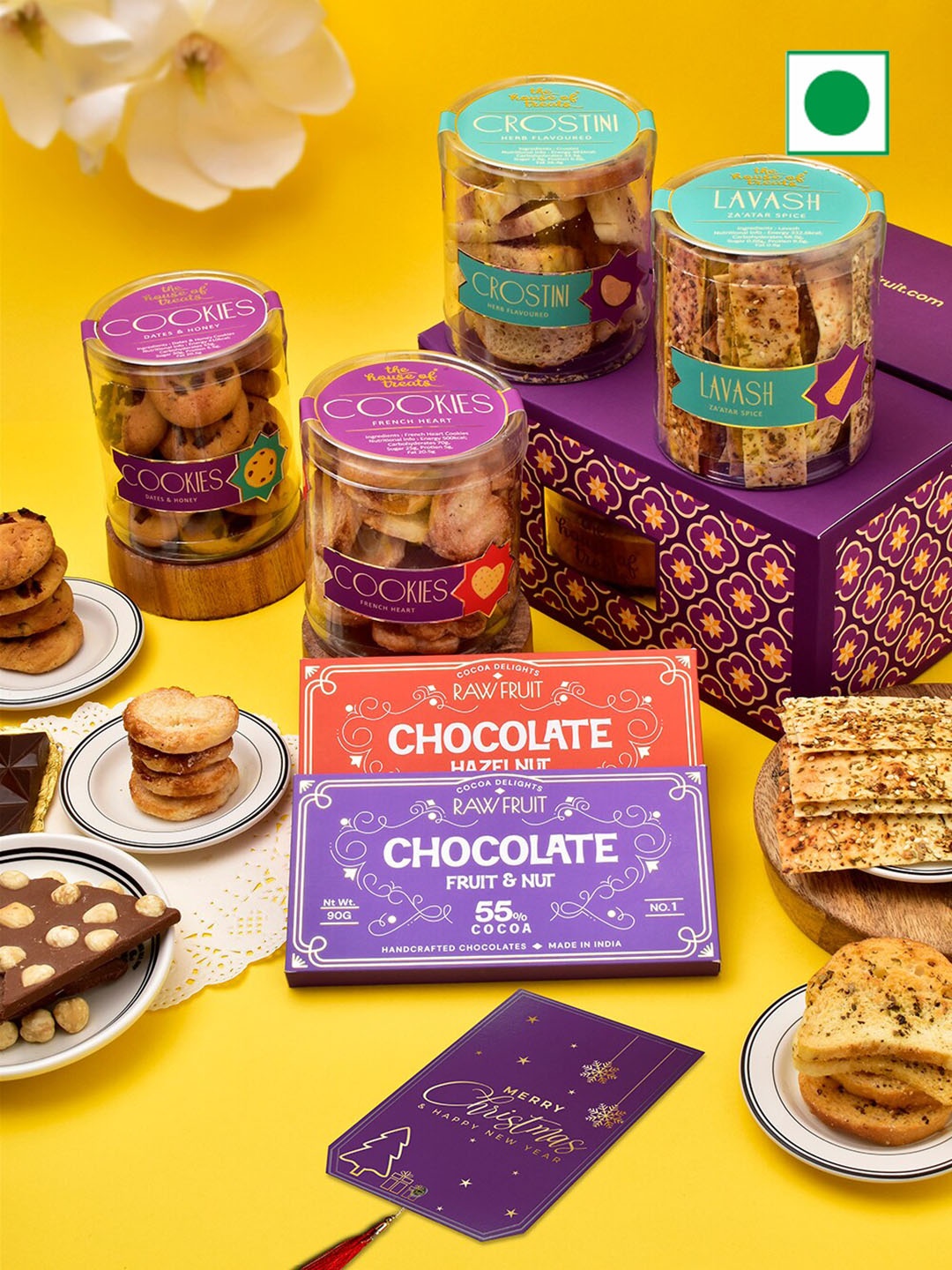 

RawFruit Set Of 6 Chocolate Bar Cookies & Snack Assorted Gift Set, Purple