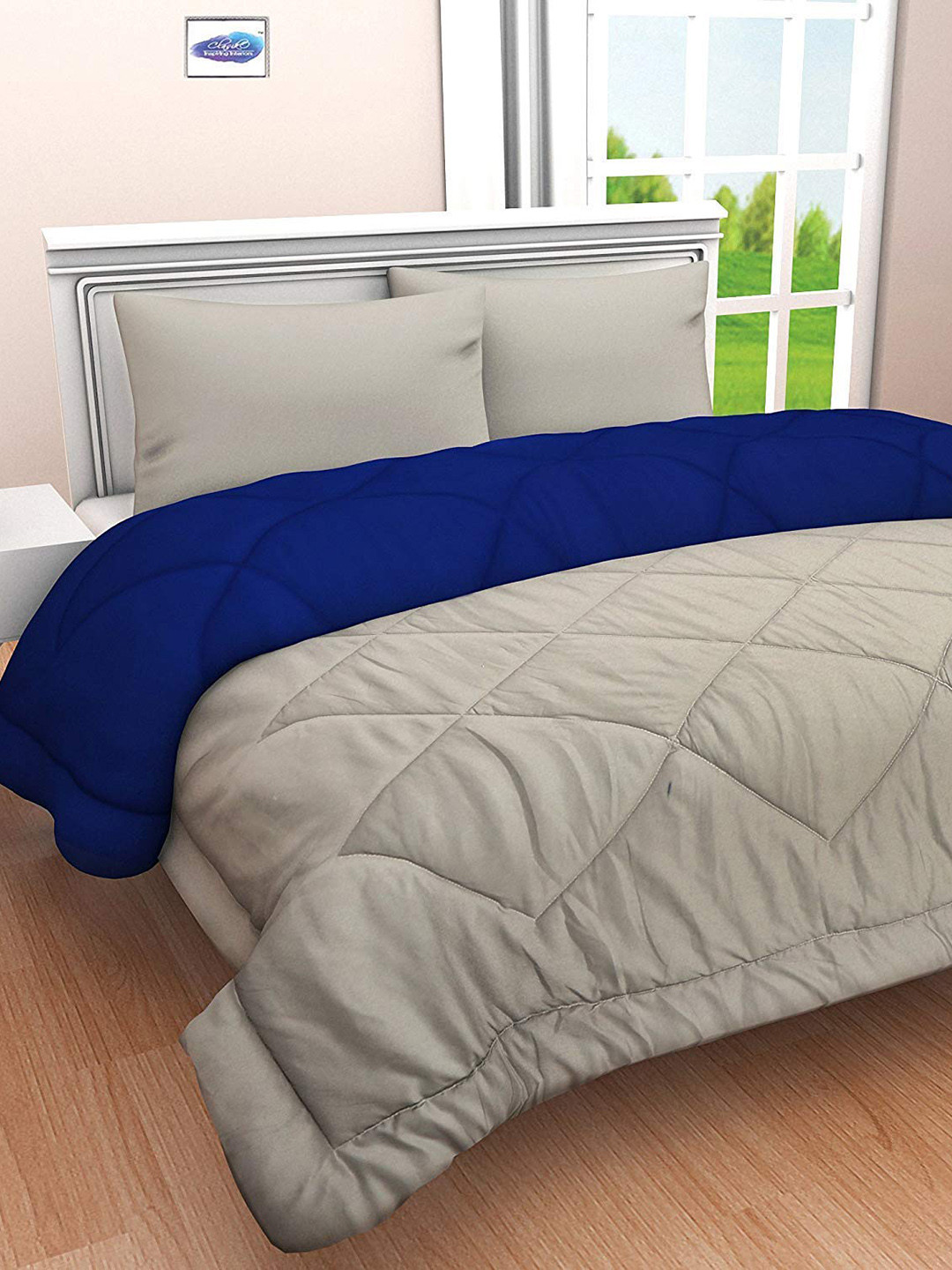 

TEAL BY CHUMBAK Blue & Grey Microfiber AC Room 210 GSM Double Bed Comforter