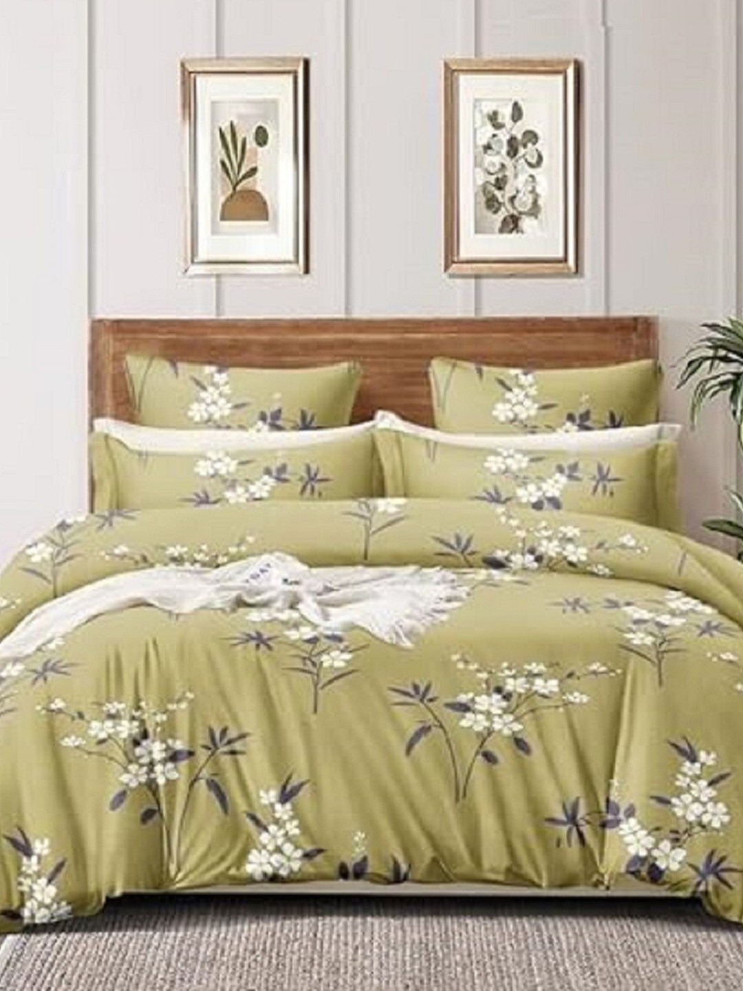 

TEAL BY CHUMBAK Green Floral AC Room 210 GSM Double Bed Comforter