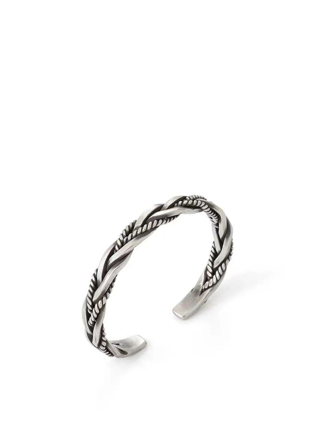 

The Roadster Lifestyle Co. Men Textured Cuff Bracelet, Silver