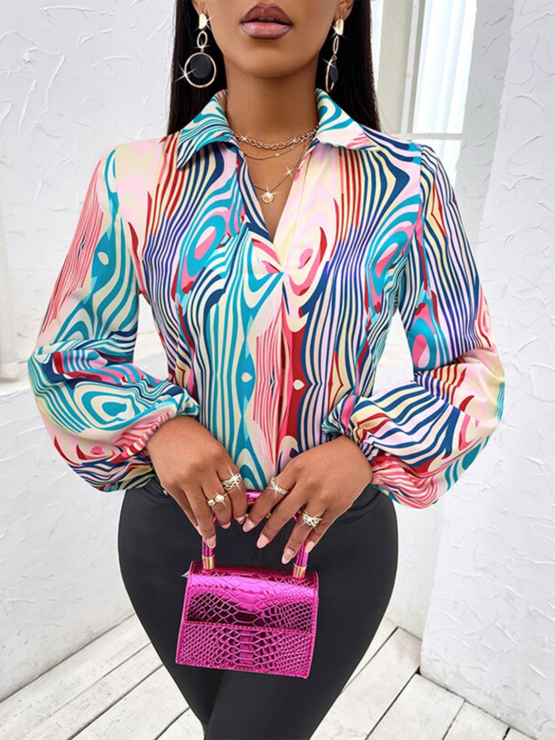 

StyleCast Blue & White Abstract Printed Casual Shirt