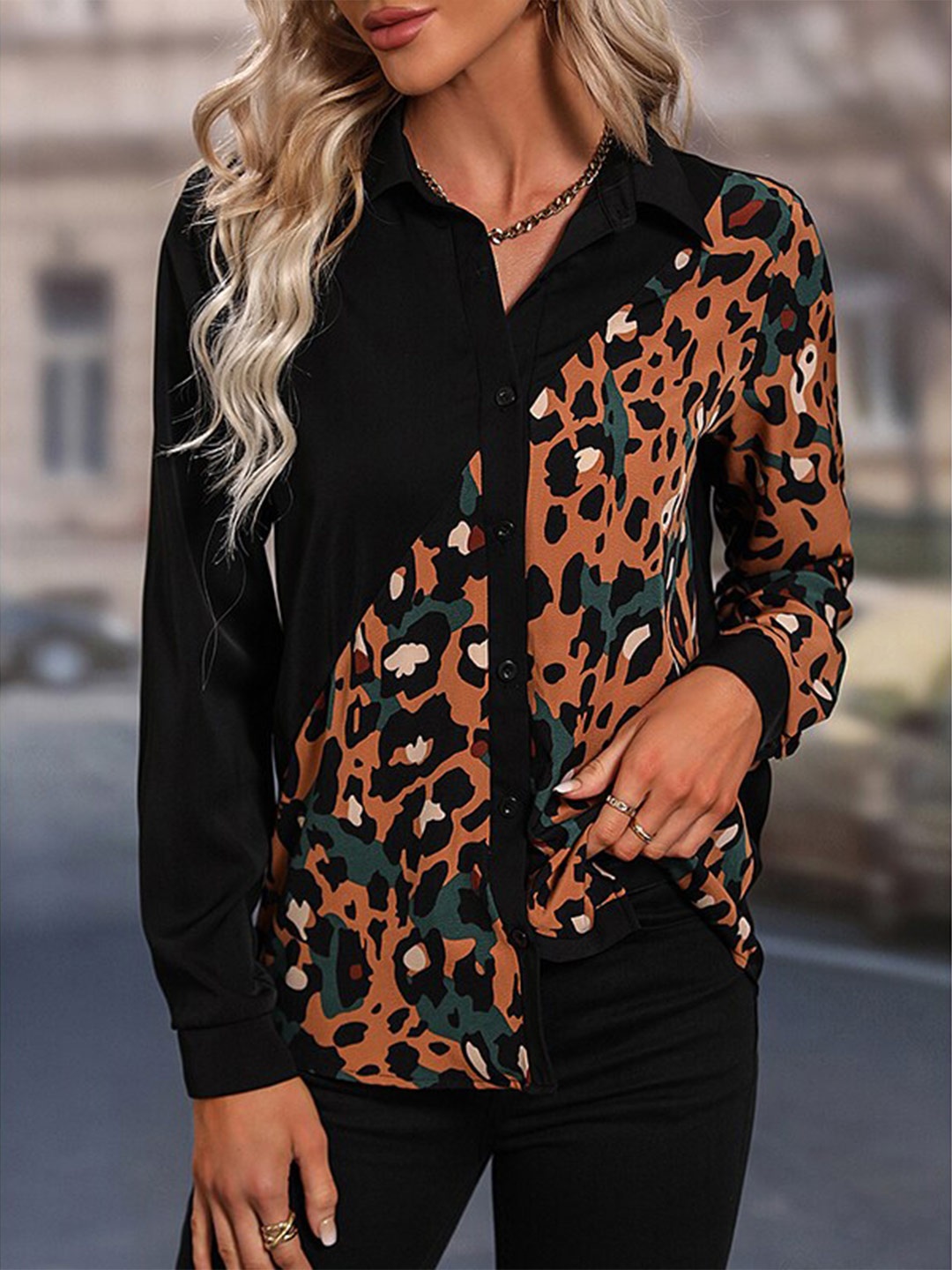 

StyleCast Black & Brown Animal Printed Casual Shirt