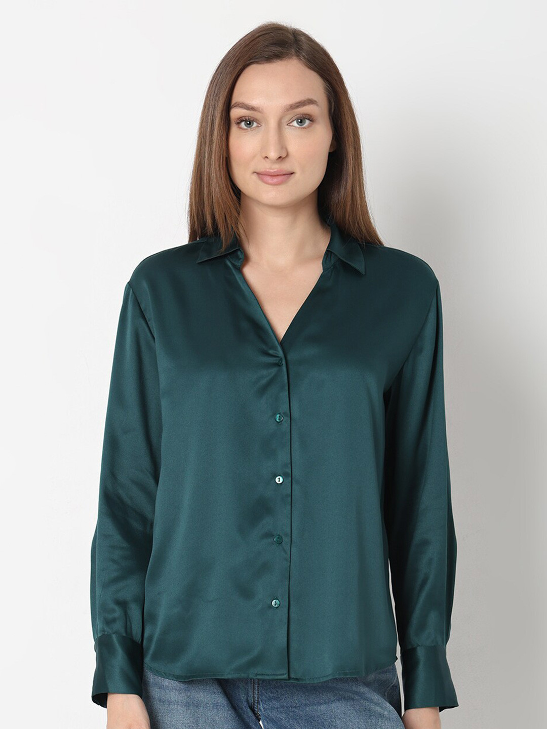 

Vero Moda Spread Collar Casual Shirt, Green