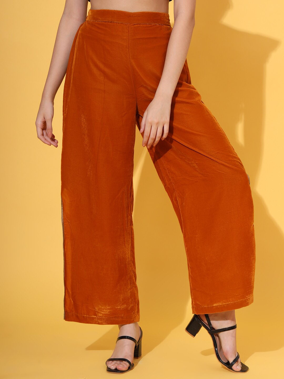 

JAIPUR PRIME Women Regular Fit Parallel Trousers, Rust