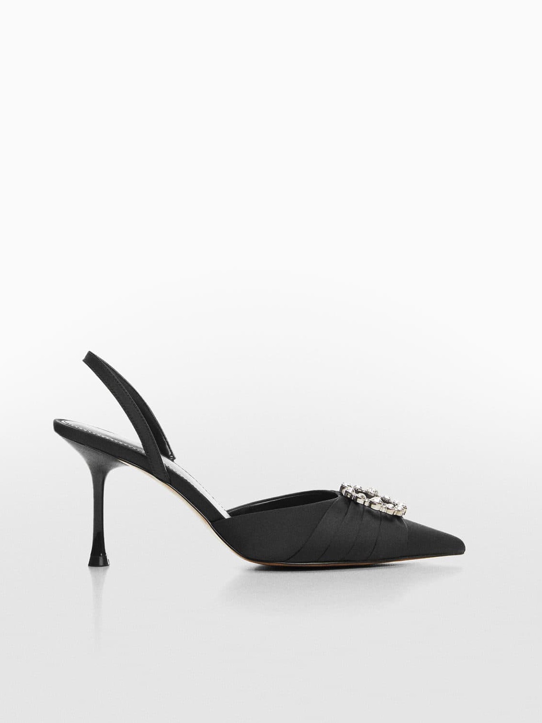 

MANGO Embellished Party Slim Heel Mules, Black