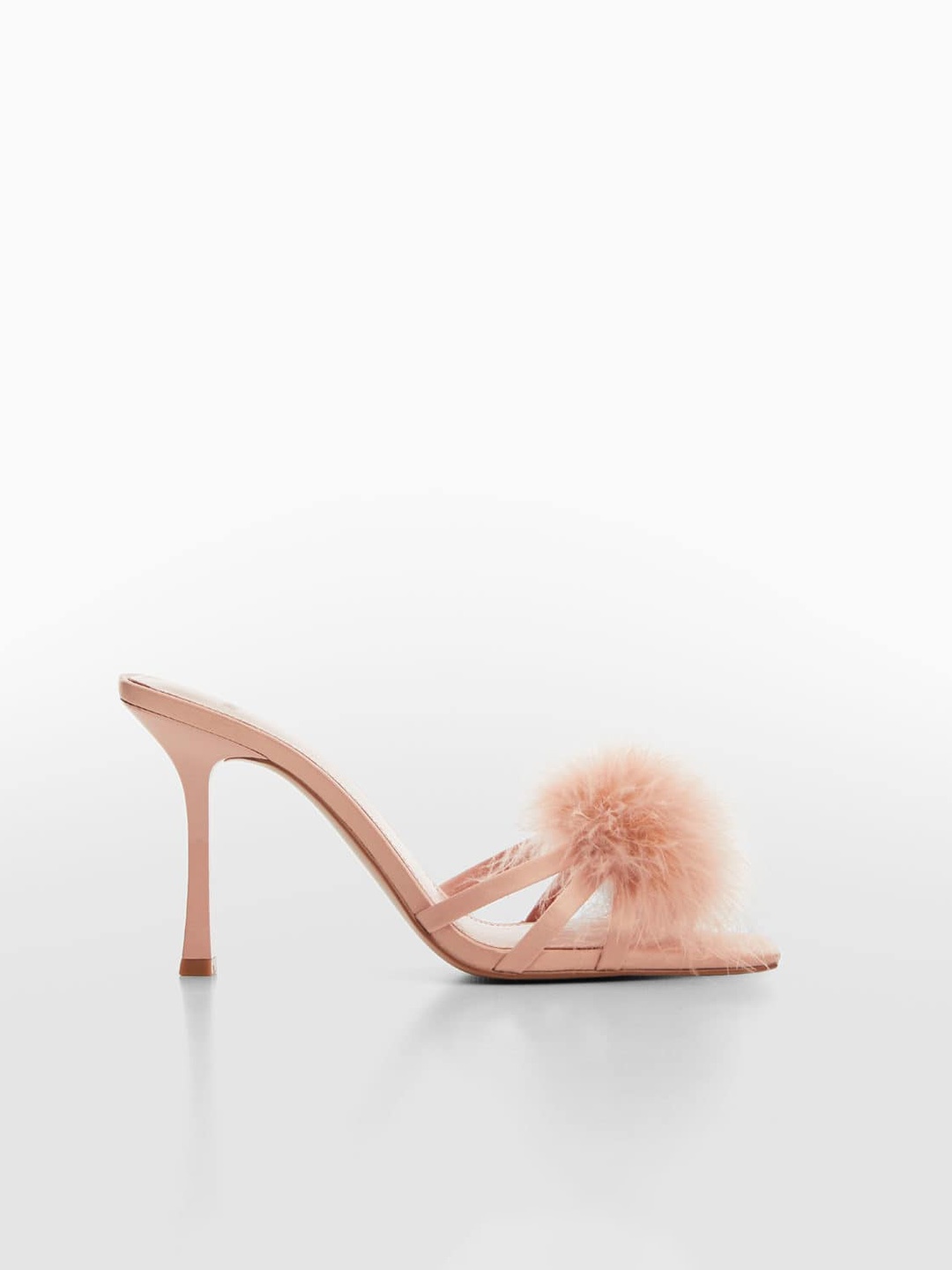 

MANGO Party Stiletto Heel With Feather Decoration, Peach