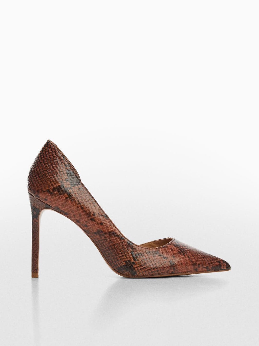 

MANGO Snake Skin Textured Stiletto Heel Pumps, Brown