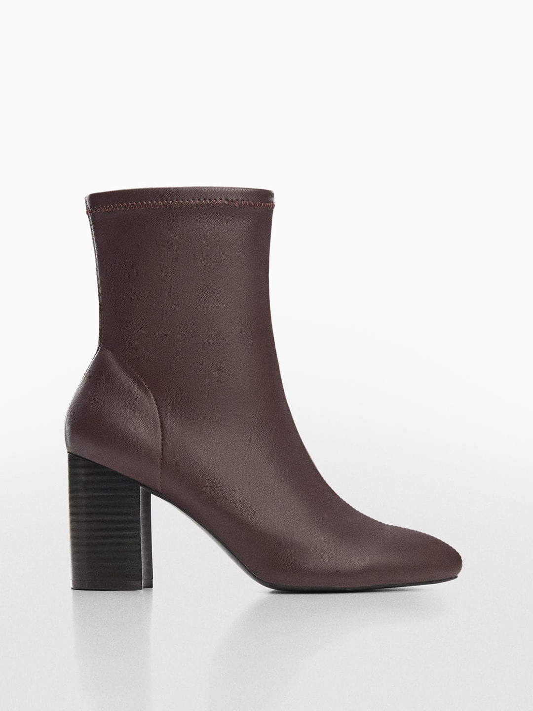 

MANGO Women Mid-Top Block Heel Regular Boots, Coffee brown
