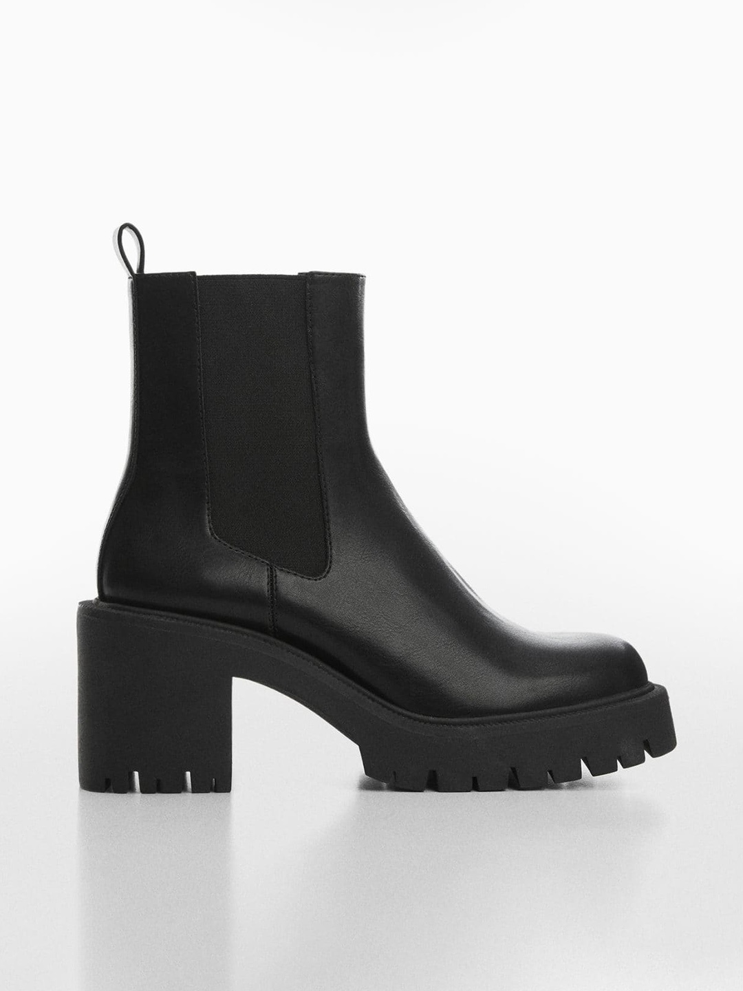 

MANGO Women Mid-Top Block Heel Chelsea Boots, Black