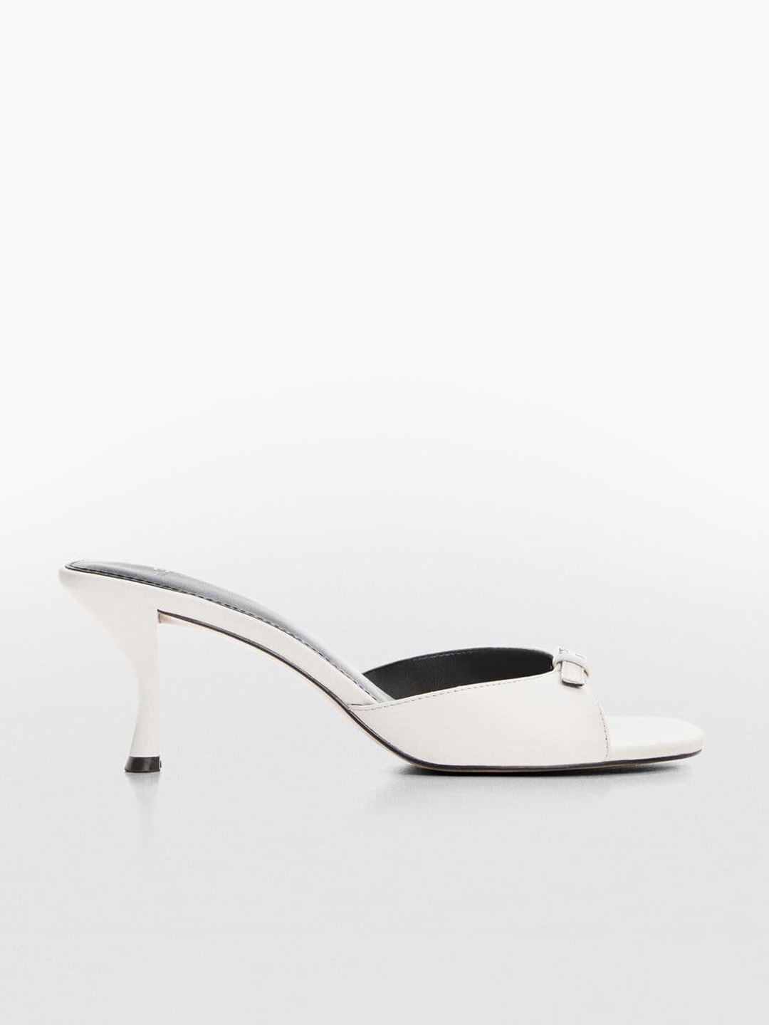 

MANGO Leather Slim Heels With Buckle Detail, White