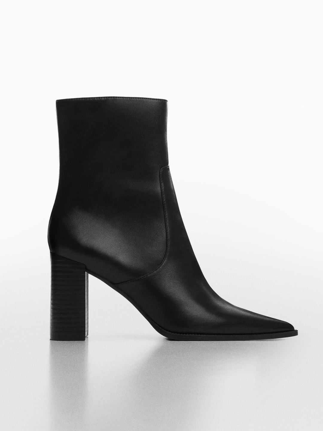 

MANGO Women Mid-Top Pointed-Toe Block Heel Boots, Black