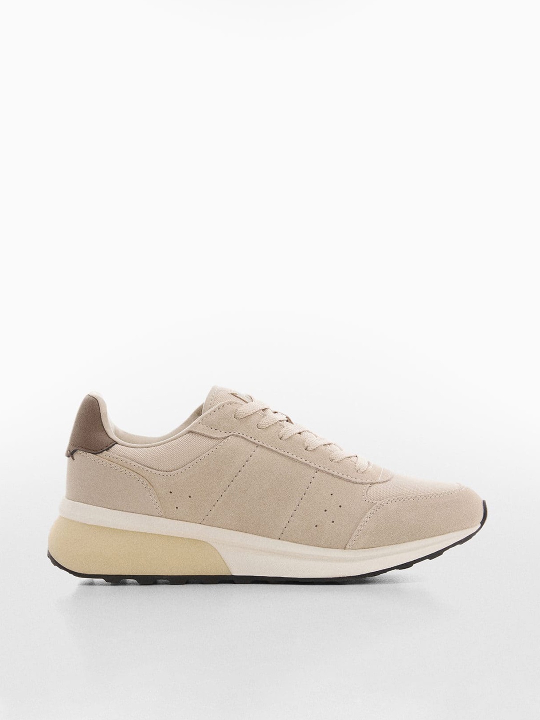 

MANGO MAN Perforated Detail Round-Toe Sneakers, Beige