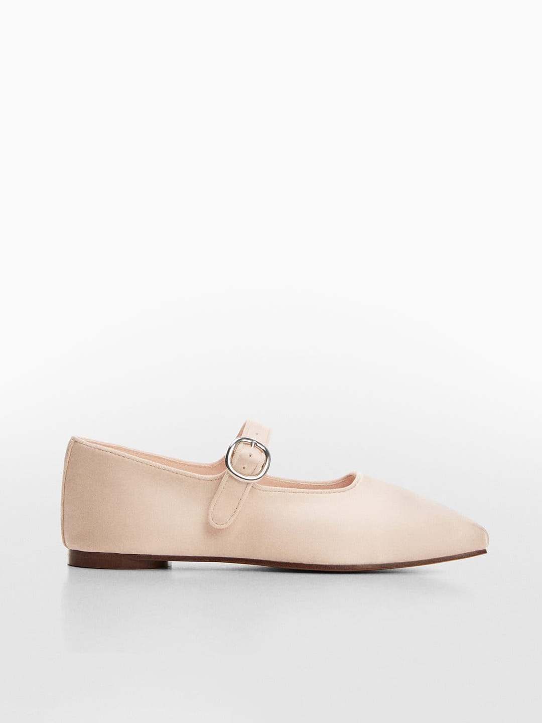 

MANGO Women Buckle-Detail Square-Toe Satin Finish Mary Jane Shoes, Pink