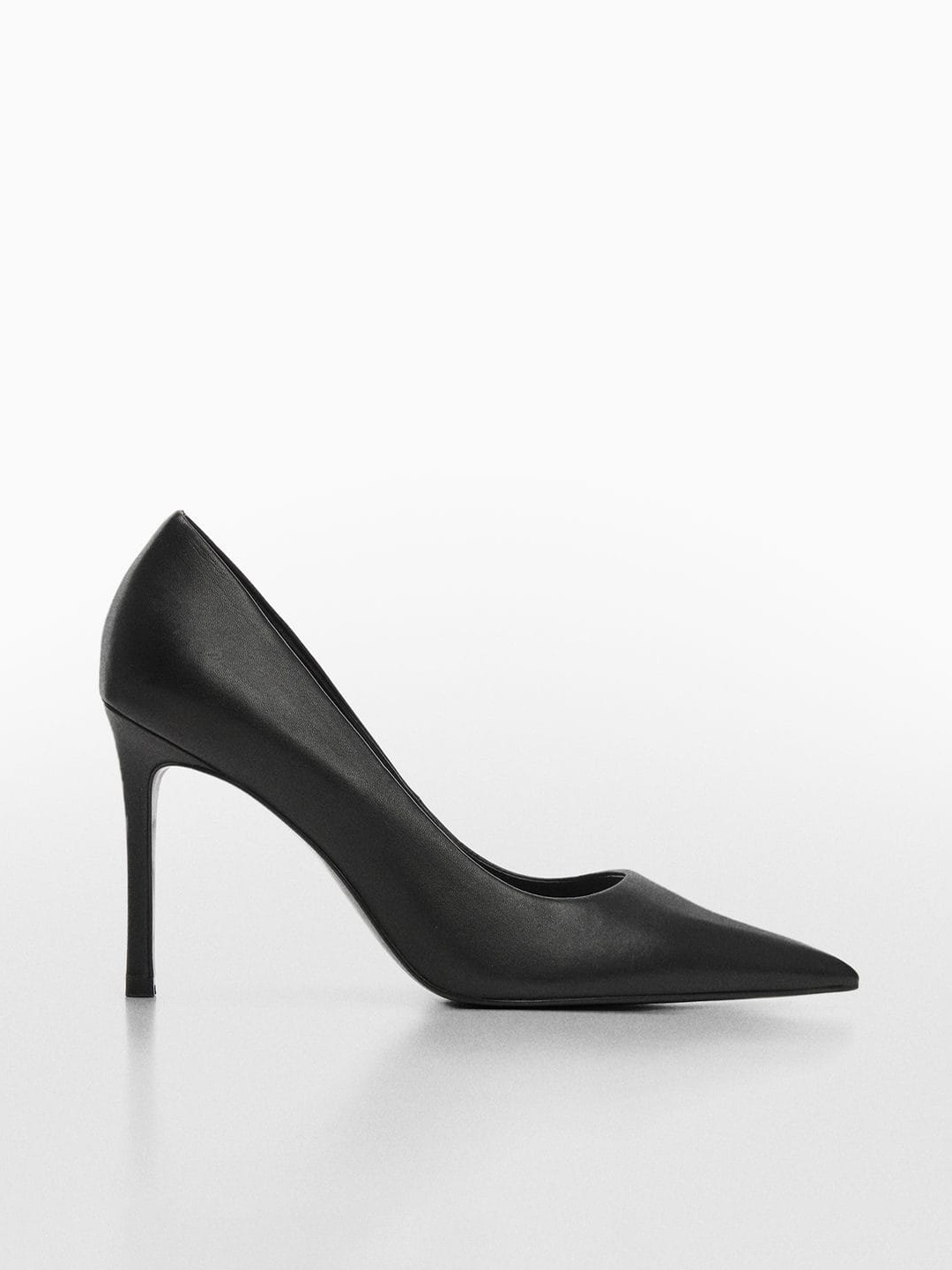 

MANGO Leather Slim Heel Pumps, Black