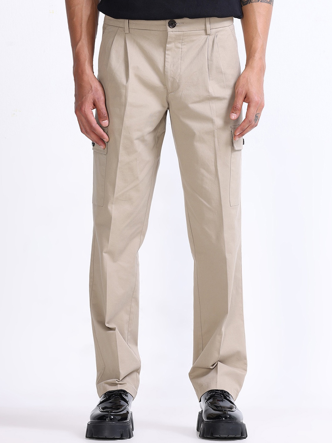 

Tailoraedge Men Relaxed Loose Fit Cargos, Khaki