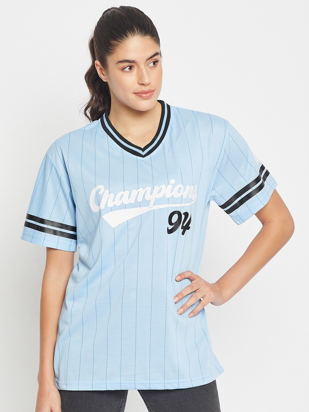 

Skidlers Striped Cotton Oversized T-shirt, Blue