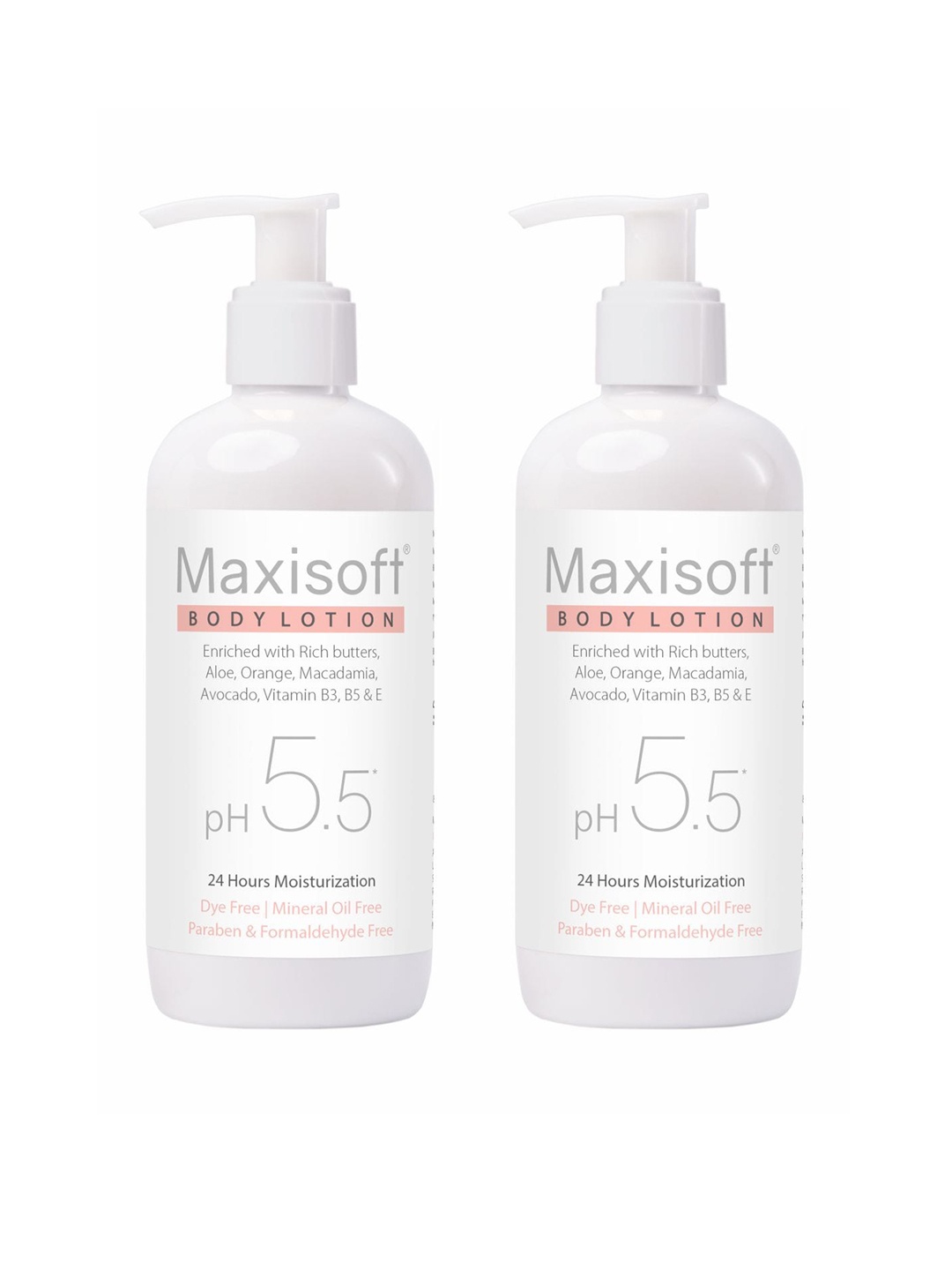 

Maxisoft Set Of 2 pH 5.5 Body Lotion With Aloe Avocado Jojoba Oil - 300ml Each, White