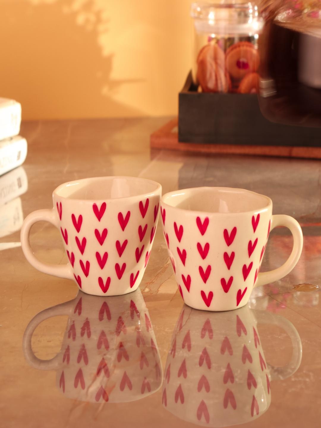 

The Decor Mart Grey & Red 2Pcs Ceramic Glossy Printed Cups &Mugs 300Ml